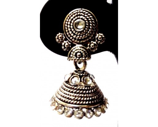 Silver Oxidized Earrings Jhumka Jhumki Ethnic Imitation Jewelry Dangle Long EA27
